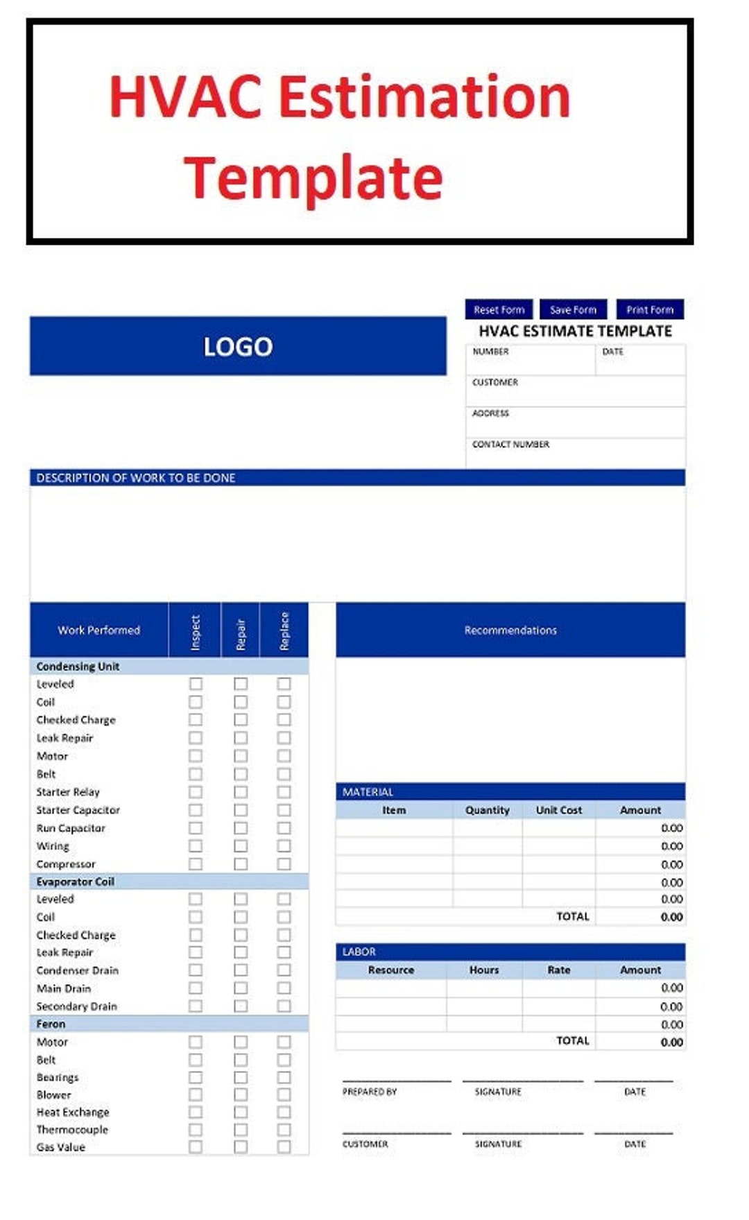 HVAC Estimation Job Form Template Fillable PDF File Instant HVAC Estimation Job Form Template Fillable PDF File Instant