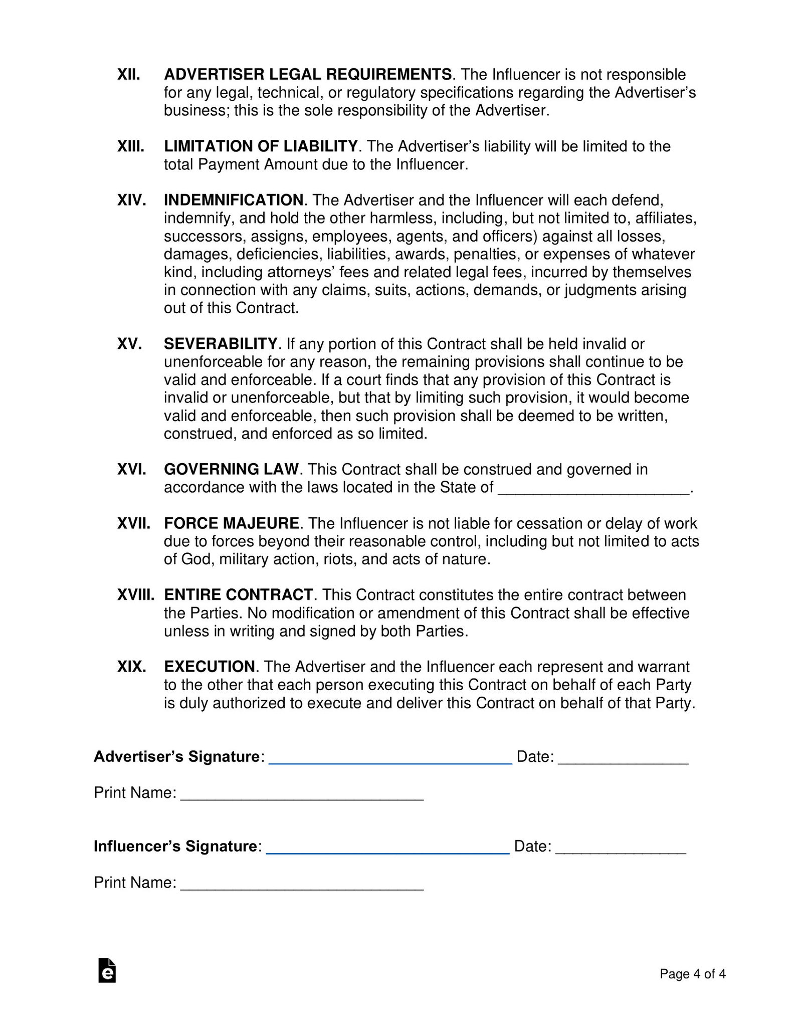 Brand Ambassador Agreement Template