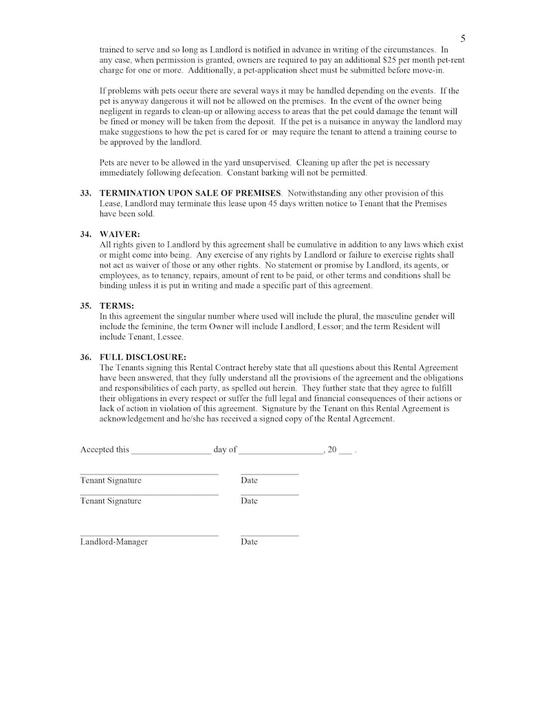 Residential Lease agreement - Rental Lease agreement template - Editable PDF files image 6