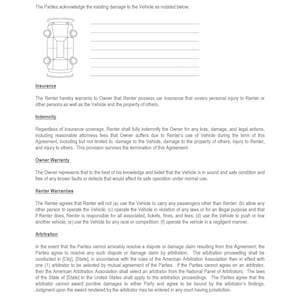 Car rental agreement - Vehicle rental agreement - Car Rentals contract - Editable word and PDF File - Instant download image 3