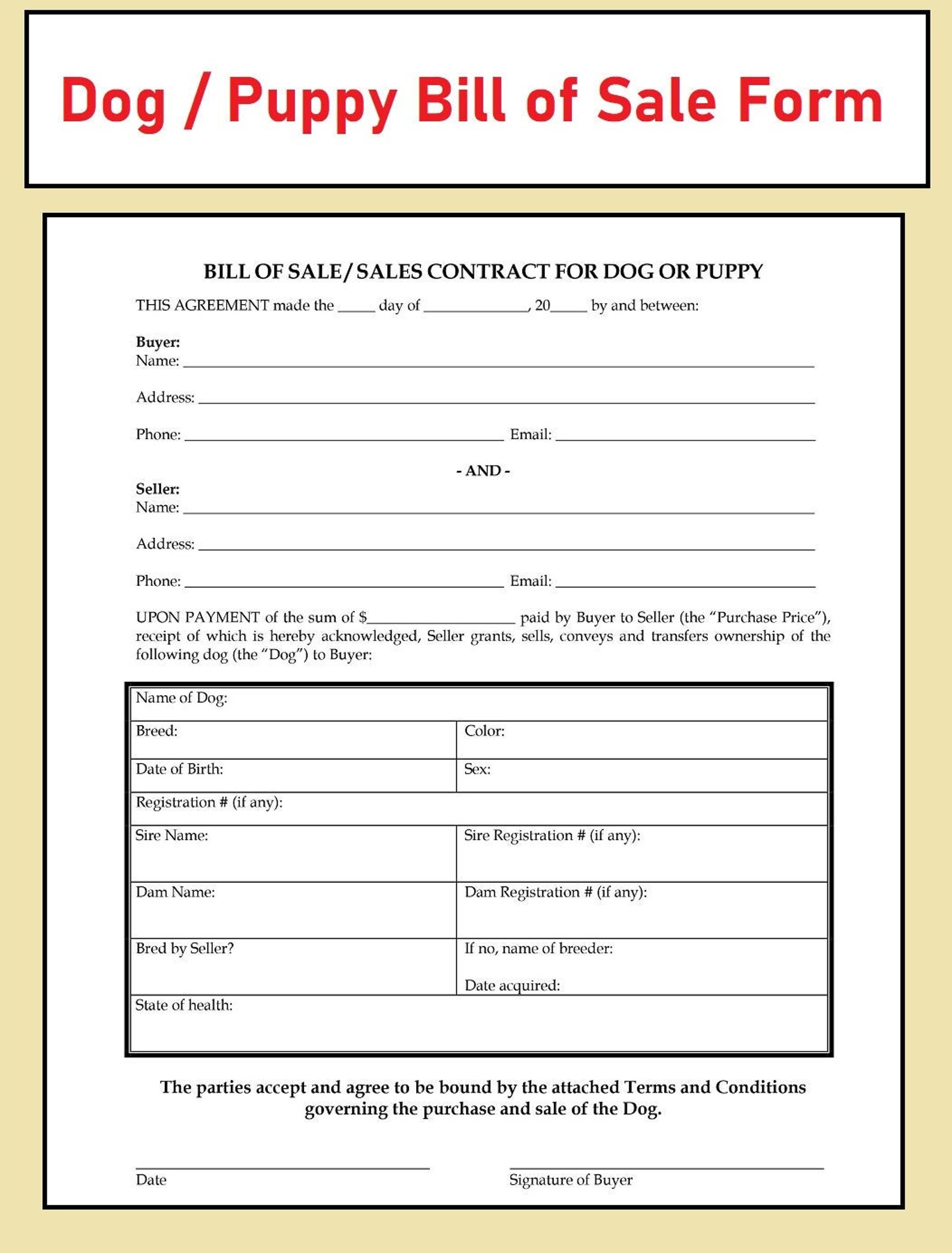 Editable Pdf File Dog/puppy Bill of Sale Puppy for Sale Etsy Editable Pdf File Dog/puppy Bill of Sale Puppy for Sale Etsy