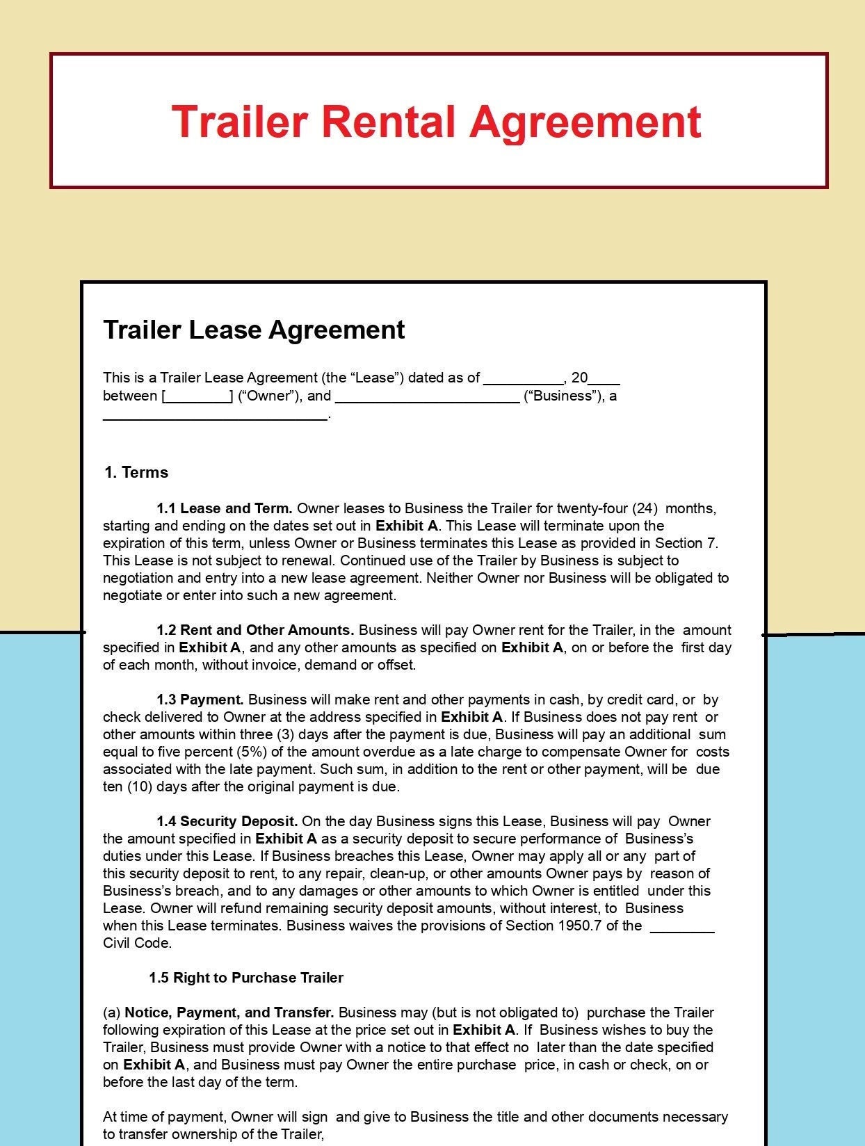 offset agreement template