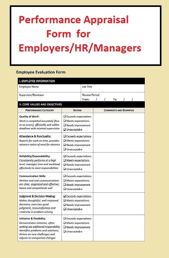 Performance Appraisal Form In Editable PDF Template Employee Etsy UK performance-appraisal-form-in-editable-pdf-template-employee-etsy-uk