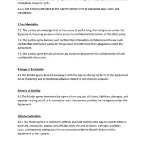 Onlyfans Agency Contract Management Agency Model Contract - Etsy