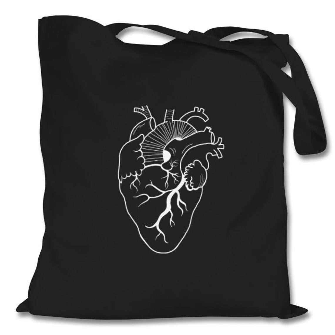 Anatomical Heart Black Cotton Tote Bag Etsy