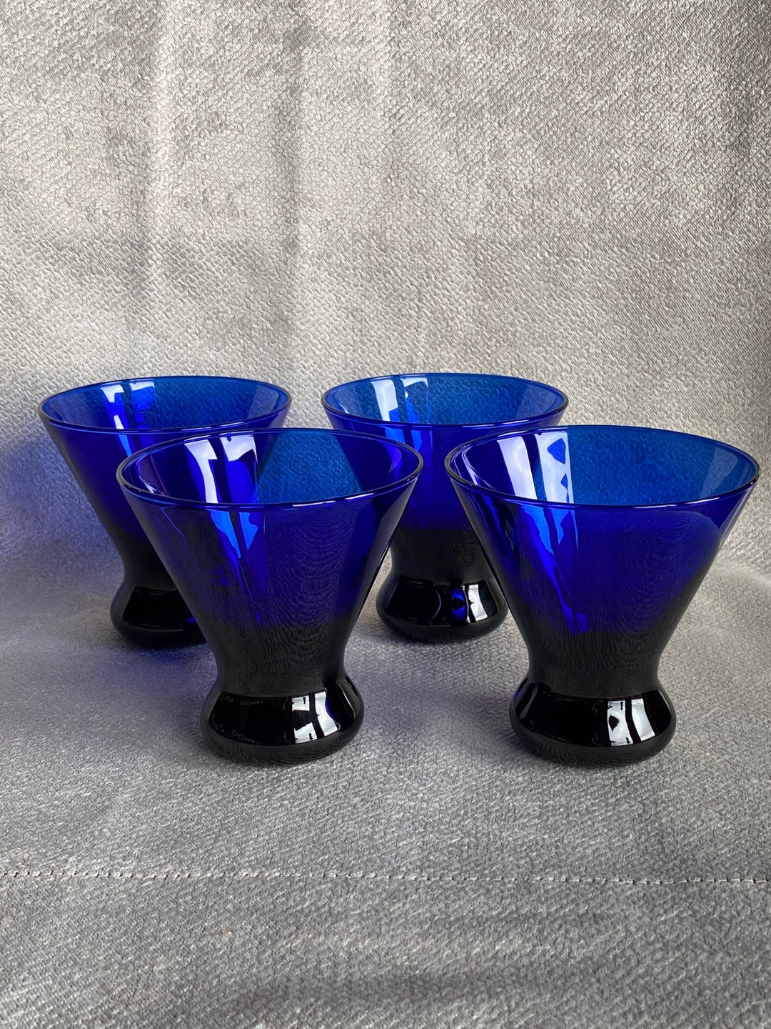 Cobalt Blue Martini Glasses Set of Four Vintage Etsy