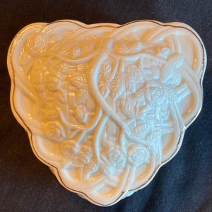 Trinket Dish Heart Shaped Floral Basket Design