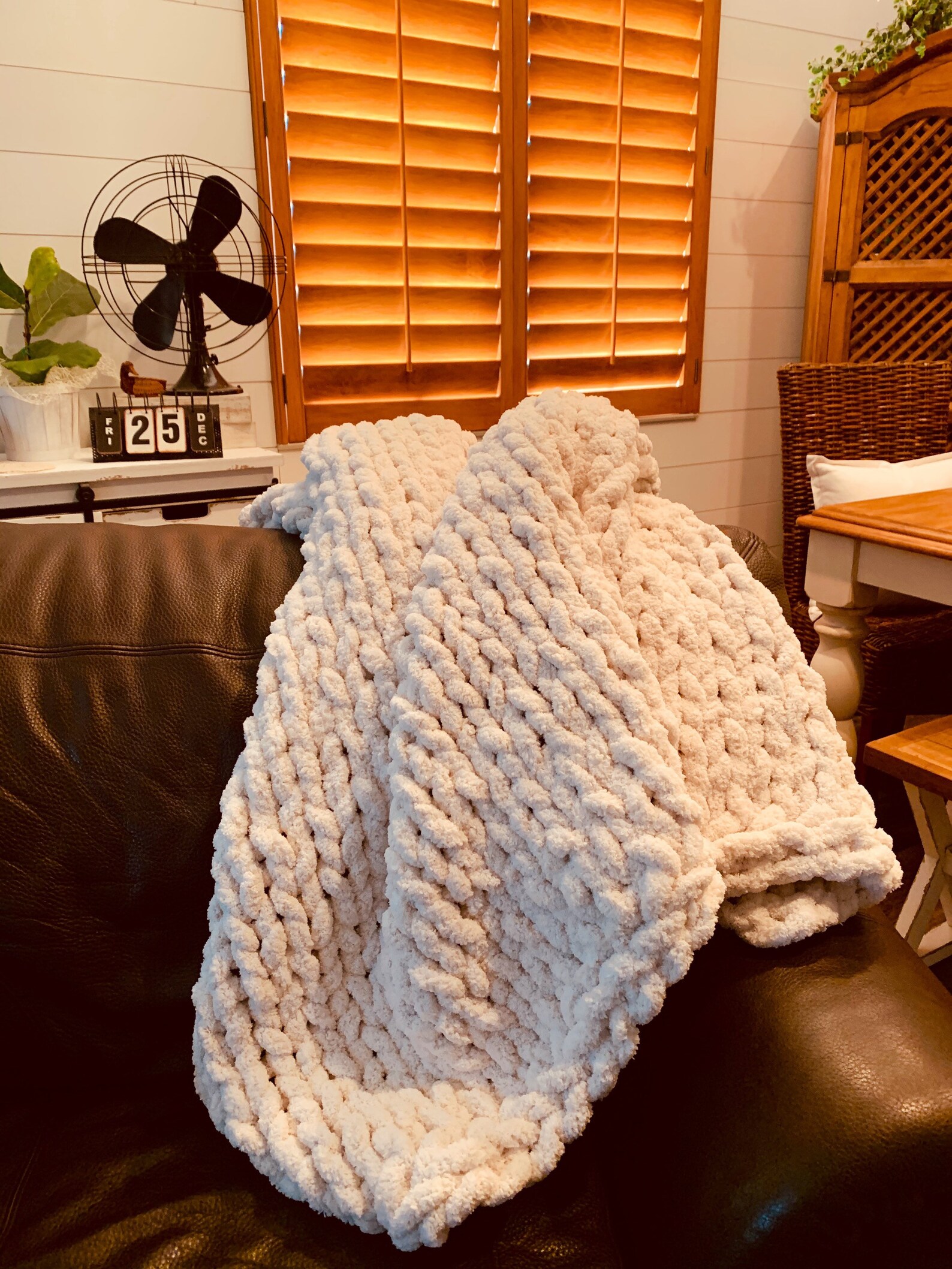 Ivory cozy chunky knit throw blanket Etsy