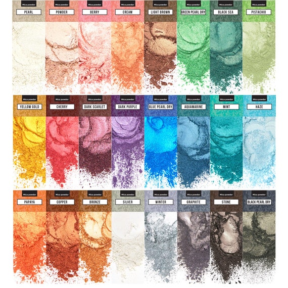 Mica Powder 24, 36, 50, 100 Set Color Pigments for Soap, Candle