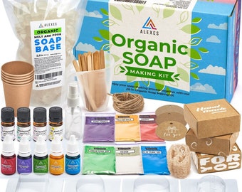 Organic Soap Making Kit, Natural Soap Making, Homemade Soap Kit,DIY Soap Making Supplies Kit for Adults and Beginners,Melt and Pour Soap Kit