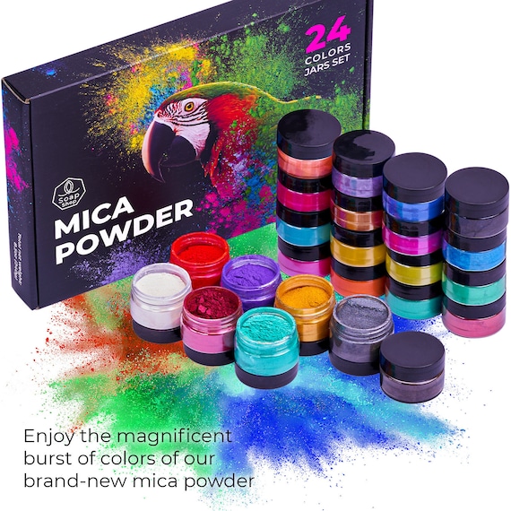 Mica Powder Color Set 24 Jars for Epoxy Resin, Pigment Powder for Soap  Making, Cosmetic Pigment, Colorant for Slime, Lip Gloss, Nail Polish 