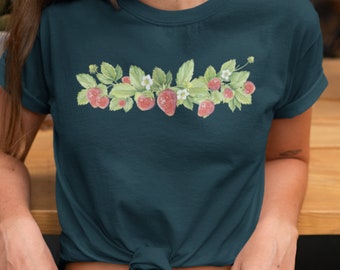 Strawberry T-shirt, Berry Tee, Gardener Gift, Strauberry Print, Fruit Design Shirt, Foodie T shirt, Graphic Tee,