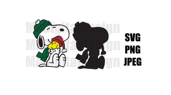 Snoopy and Woodstock Christmas Wintertime digital cut file svg, png, jpeg for use with Cricut and other cutting machines