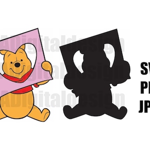 Winnie de Poeh Valentijnsdag harten digitaal gesneden bestand svg, png, jpeg voor gebruik met Cricut en andere snijmachines