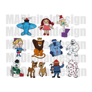 Rudolph 11 image bundle - Rudolph & Clarice, Abominable, Yukon, Hermey, Sam, Dolly, Charlie, Airplane, Train, Elephant, King - SVG PNG JPEG