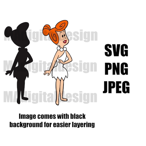 Wilma Flintstone von The Flintstones classic digital geschnitten Datei svg, png, jpeg für Cricut oder andere Schneidemaschinen