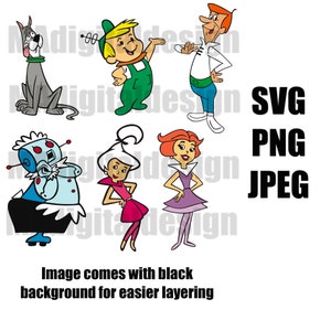 The Jetsons bundle with George, Jane, Judy, Elroy, Astro, and Rosie digital cut file svg, png, jpeg for Cricut or other cutting machines