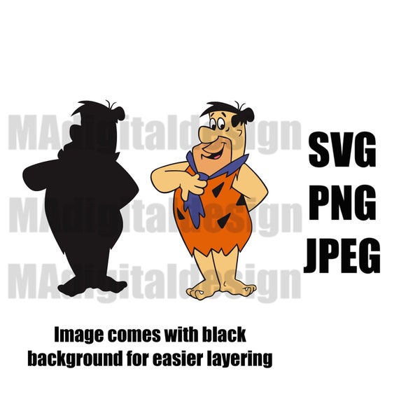 Fred Flintstone from The Flintstones classic cartoon digital cut file svg, png, jpeg for Cricut or other cutting machines