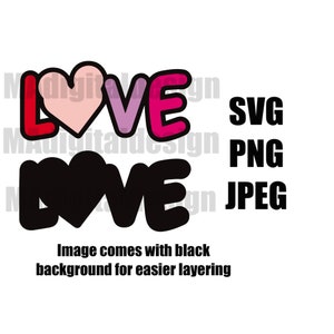 Love Valentine&#39;s Day mouse hearts digital cut file svg, png, jpeg for use with Cricut and other cutting machines