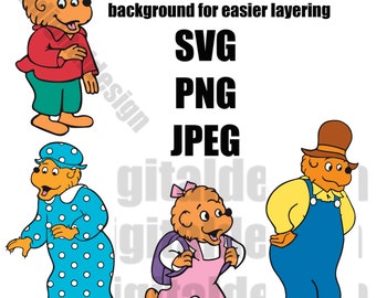 Bärenfamilie Bundle enthält Papa, Mama, Bruder und Schwester Bär digitale Schnittdatei svg, png, jpeg für Cricut oder andere Schneidemaschinen