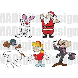 Frosty The Snowman digitale bundel bevat Frosty, Santa, Karen, Professor Hinkle &Hocus Pocus digitale cut bestanden svg, png, jpeg