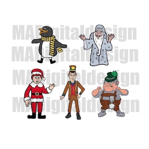 Pacote de imagens Papai Noel está vindo para a cidade 5 - arquivos digitais Kris Kringle, Winter Warlock, SD Kluger, Bergermeister e Penguin svg