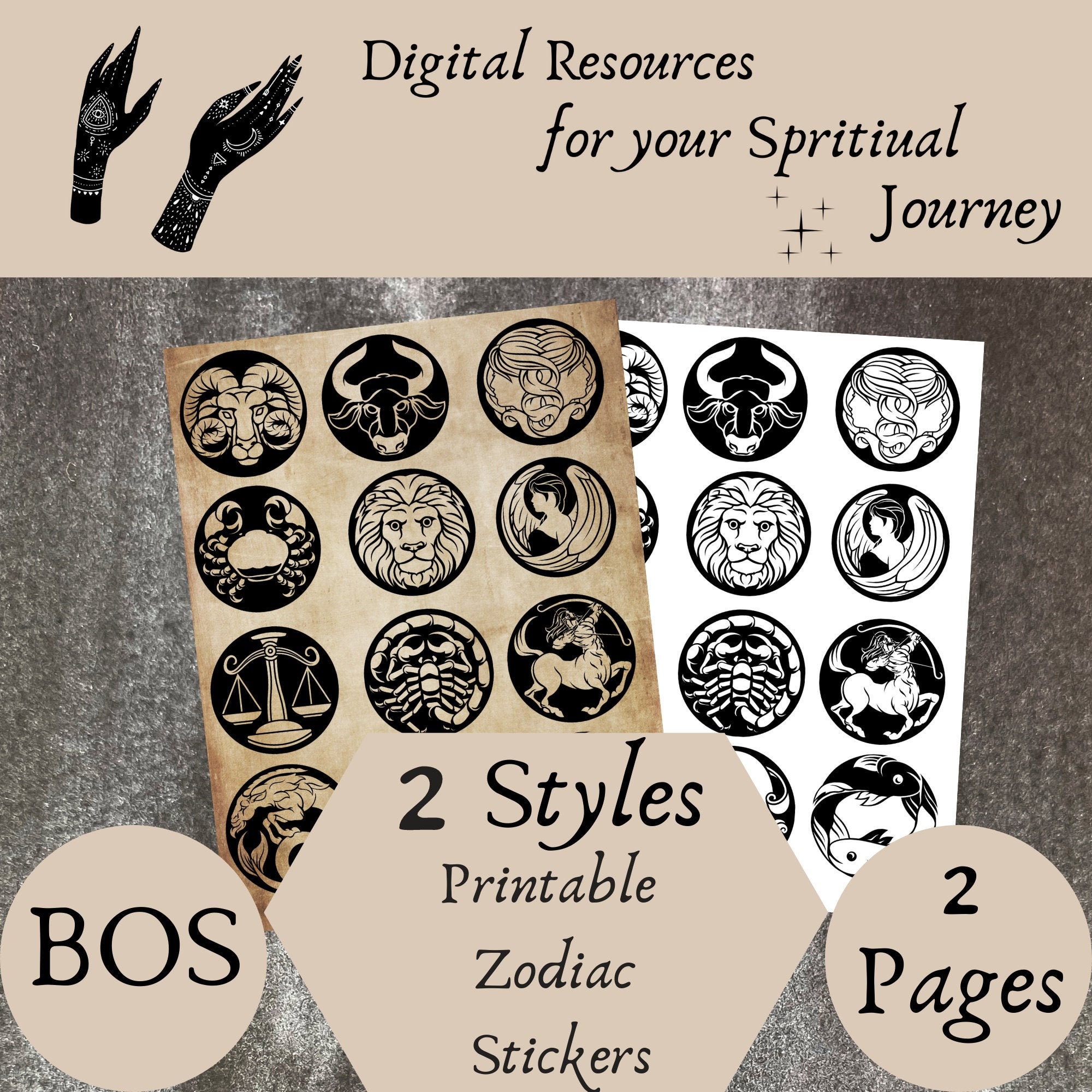 zodiac signs astrology printable stickers witchcraft book