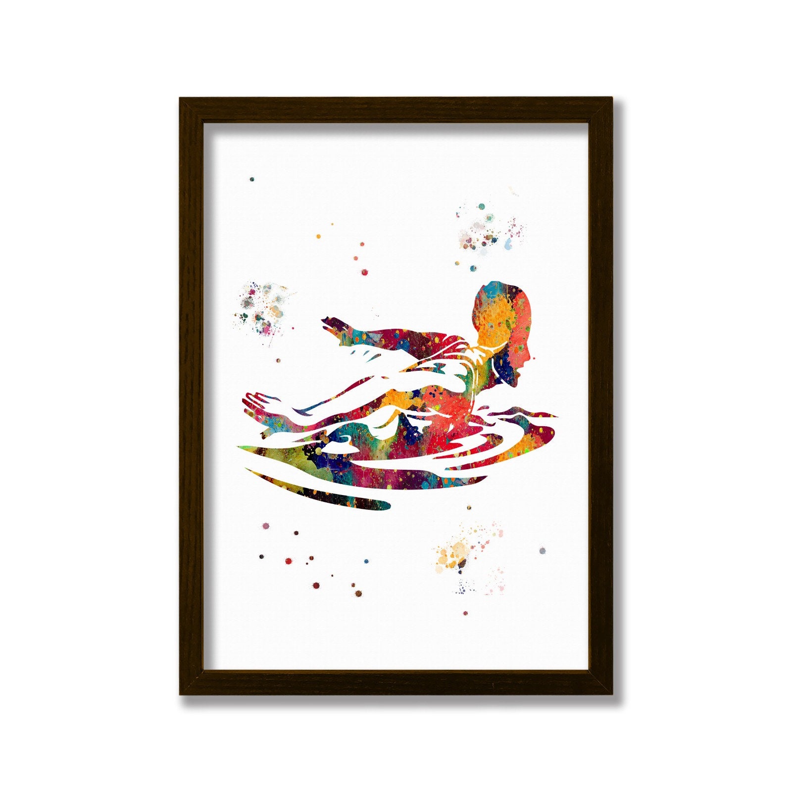Wall Decor Home & Living Girl Swimming Wall Art Watercolor Print Water