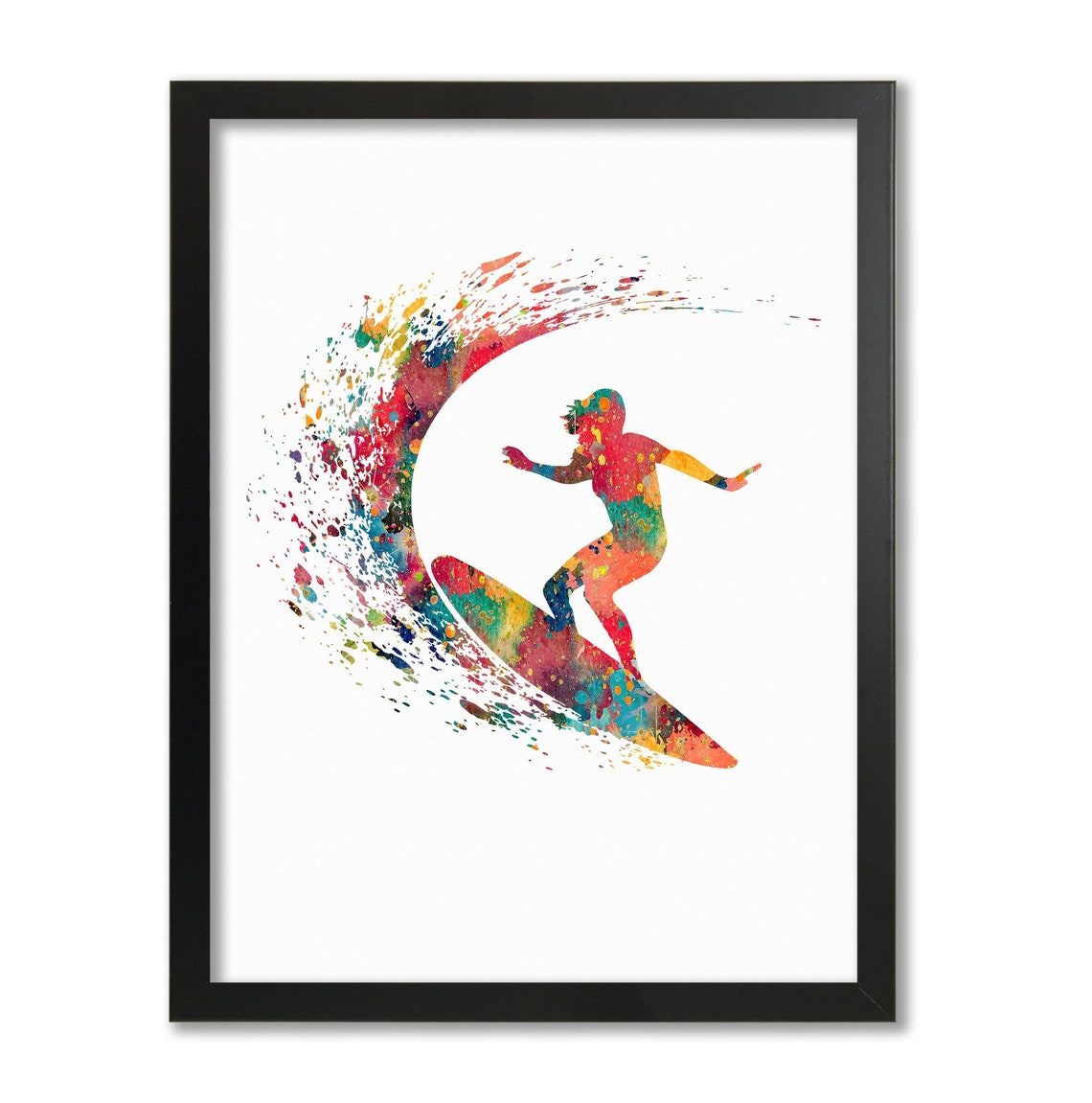 Surfer Girl Watercolor Print Female Surfer Print Sport Wall Etsy