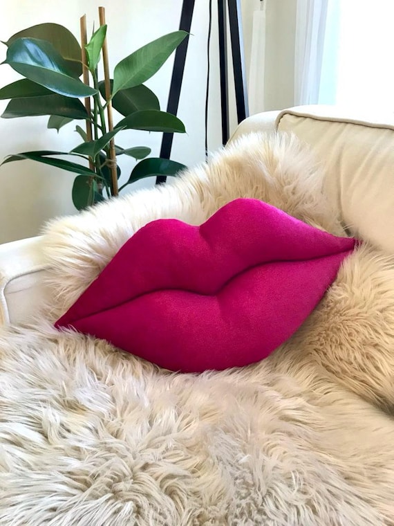 Pink lips pillow sale