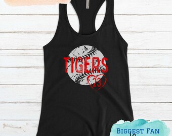 Custom Baseball Mom Tank Top - Personalized Racerback Tank  - Team Name Baseball Mom Shirt - Mom Cute Baseball Tank Top