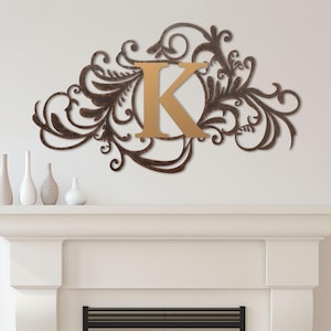 Evanston Custom Monogram Metal Wall Art | Indoor Outdoor | Personalized Initial Letter with Elegant Scrollwork