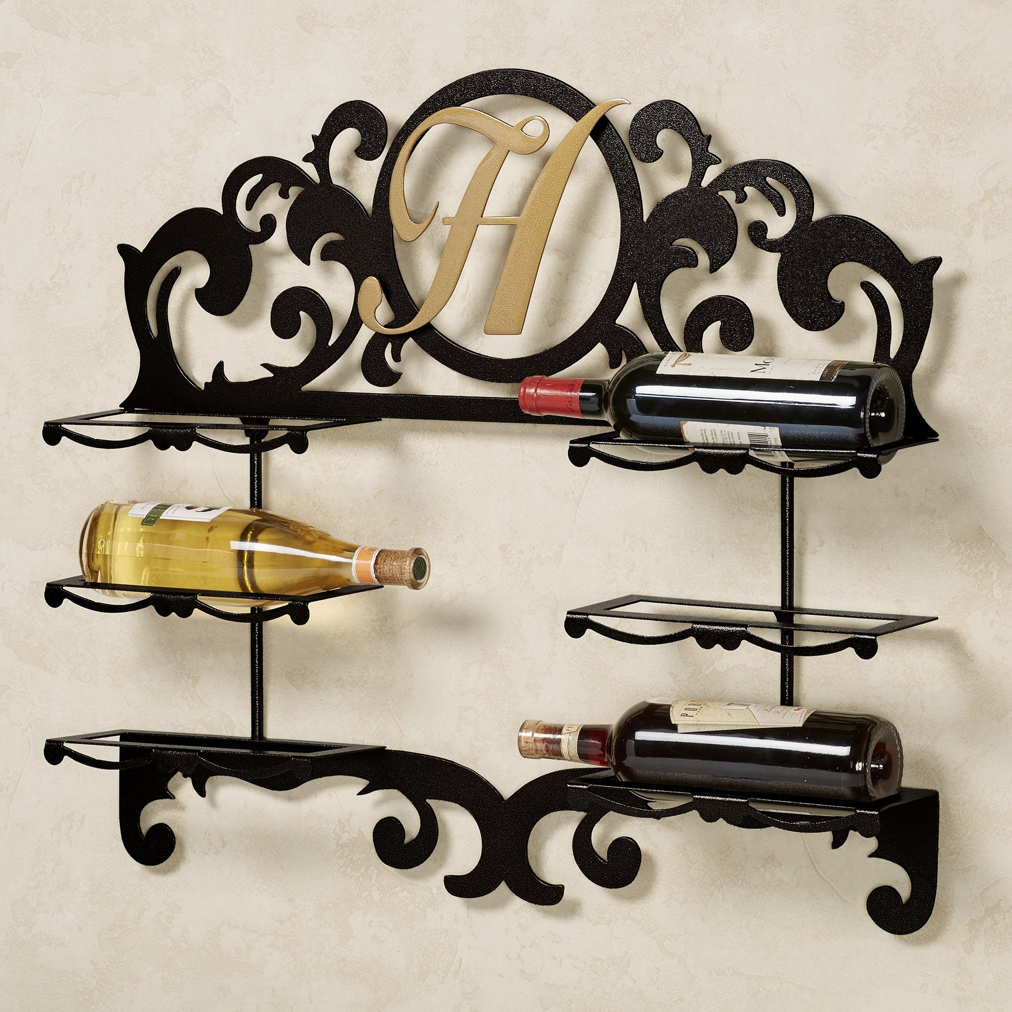 Wall Engraved Rack Personalized Metal Wall Wine Rack With Custom Initial Monogram ...