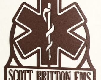 EMS Star of Life Personalized Wall Art | Indoor Outdoor | Custom Emergency Medical Services Sign