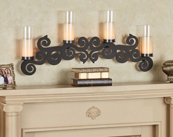 Saint Thomas Steel Candelabra Wall Sconce | Includes Hurricane Style Glass | Elegant Openwork Scrolling Designs