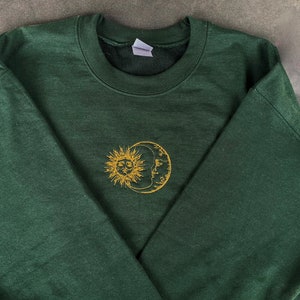 Sun and moon sweatshirt, aesthetic sweatshirt, embroidered crewneck, aesthetic sweatshirt