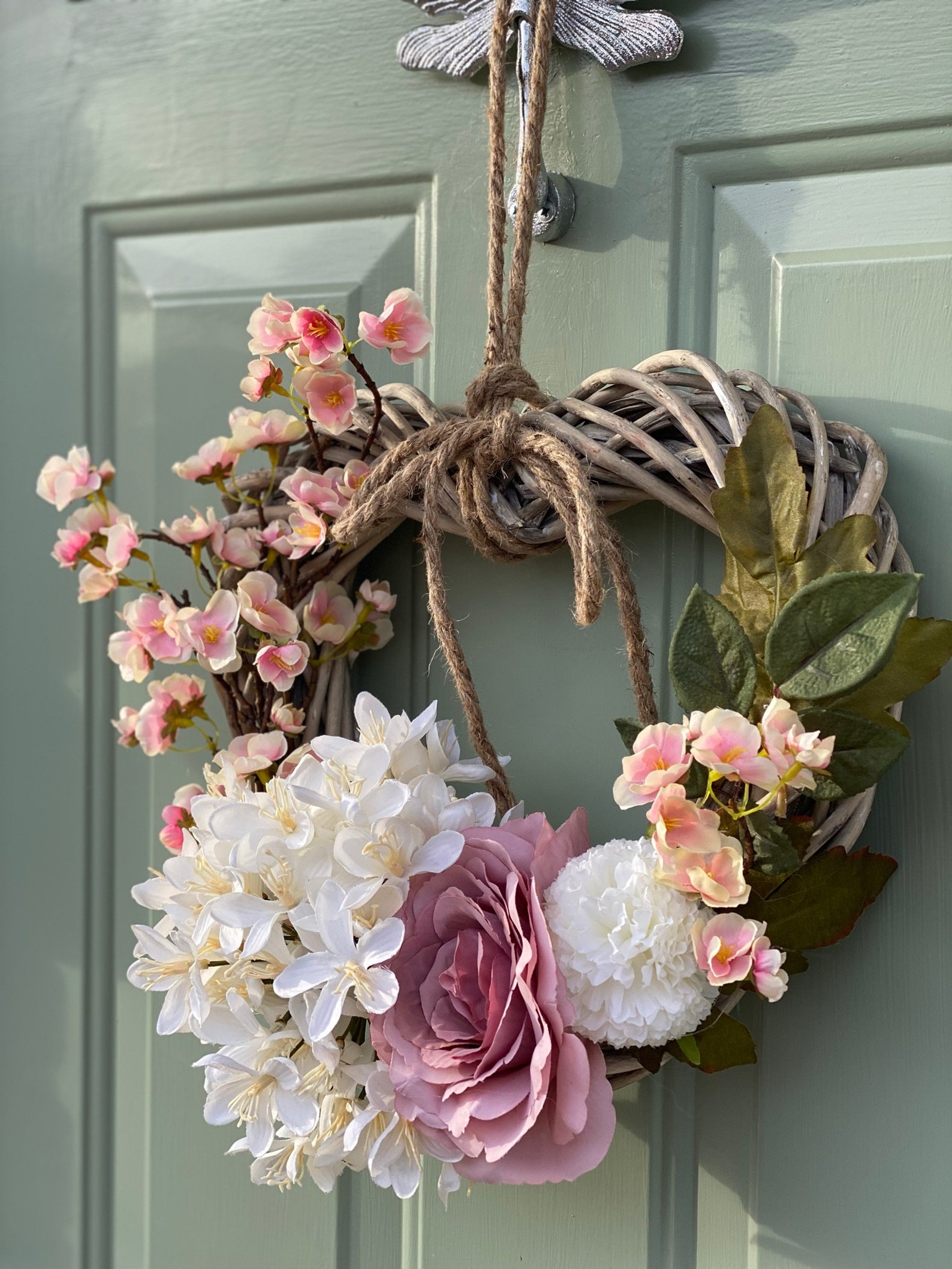 Large Wicker Heart Handmade Wreath Wedding Wreath Home Etsy