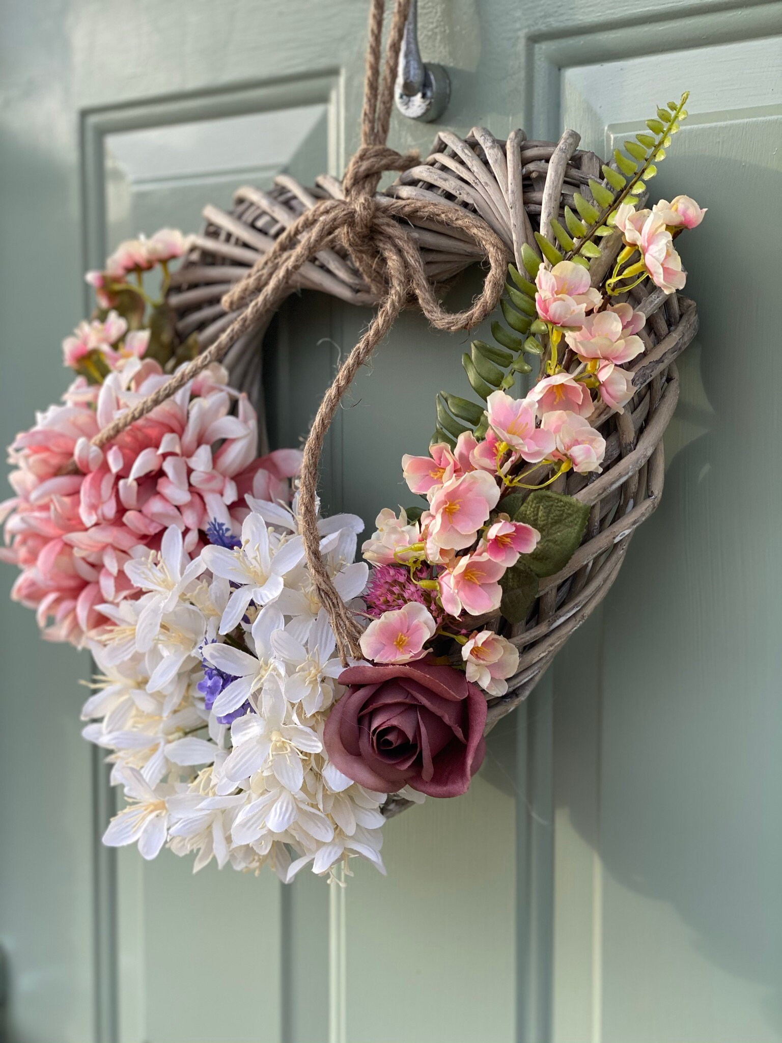 Large Wicker Heart Handmade Wreath Wedding Wreath Home Etsy
