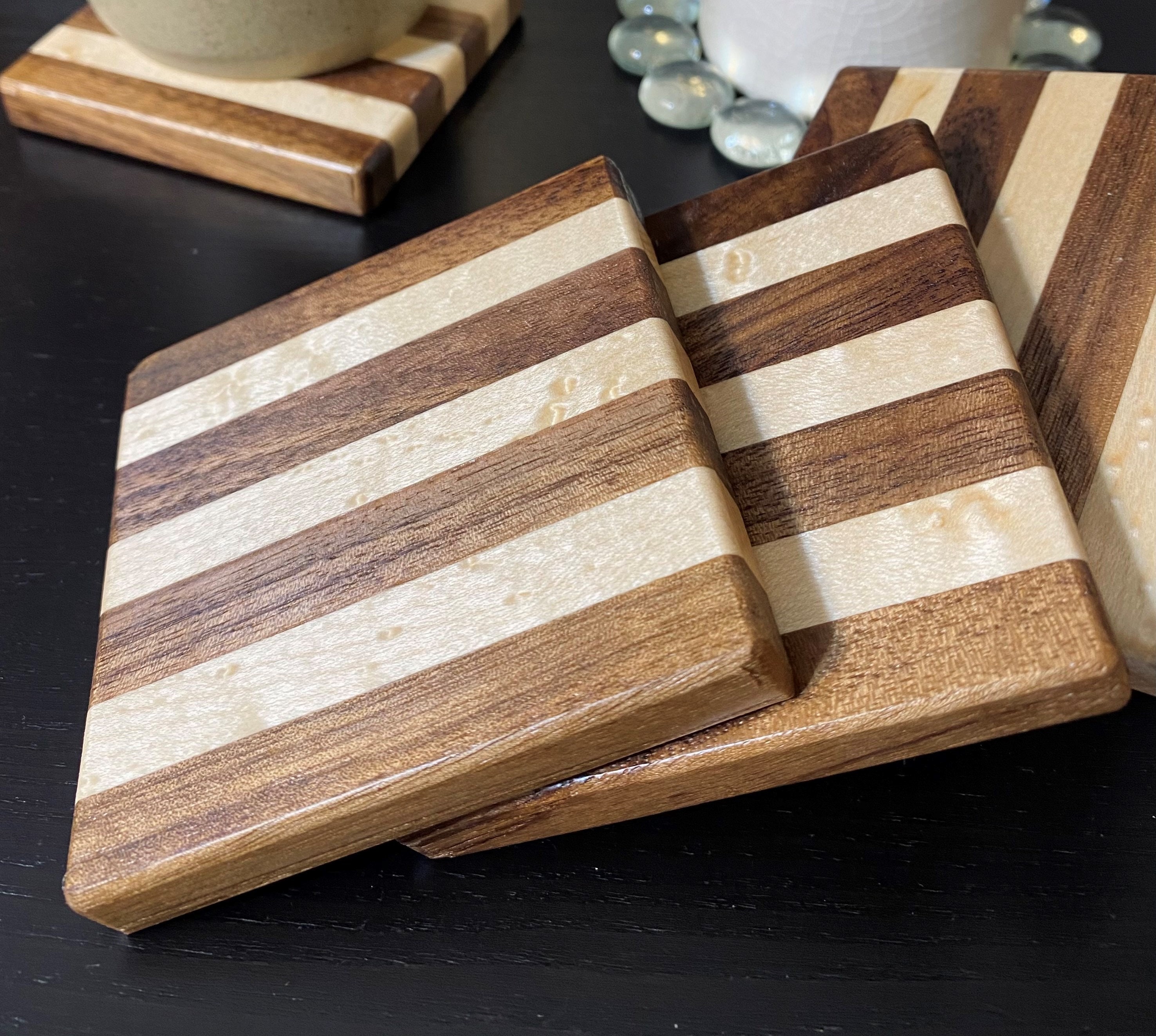 Handmade Wood Coaster Set. Coffee table coasters Bar Etsy