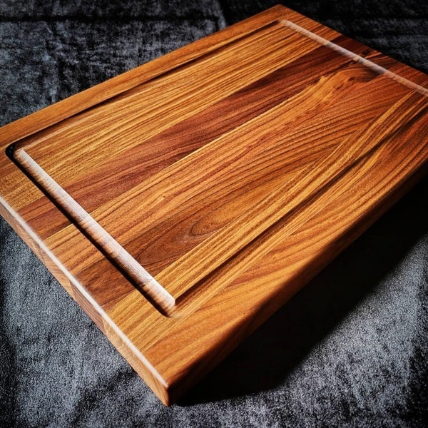 American Walnut Wood Thick Butcher Block Cutting Board with Juice Groove. Handmade Gift for Housewarming, Wedding, Clients, Realtor Closing.