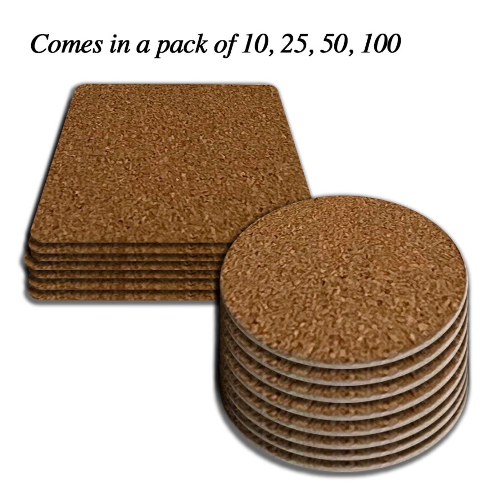 Cork coaster pads with adhesive liner back. Square and Round Etsy