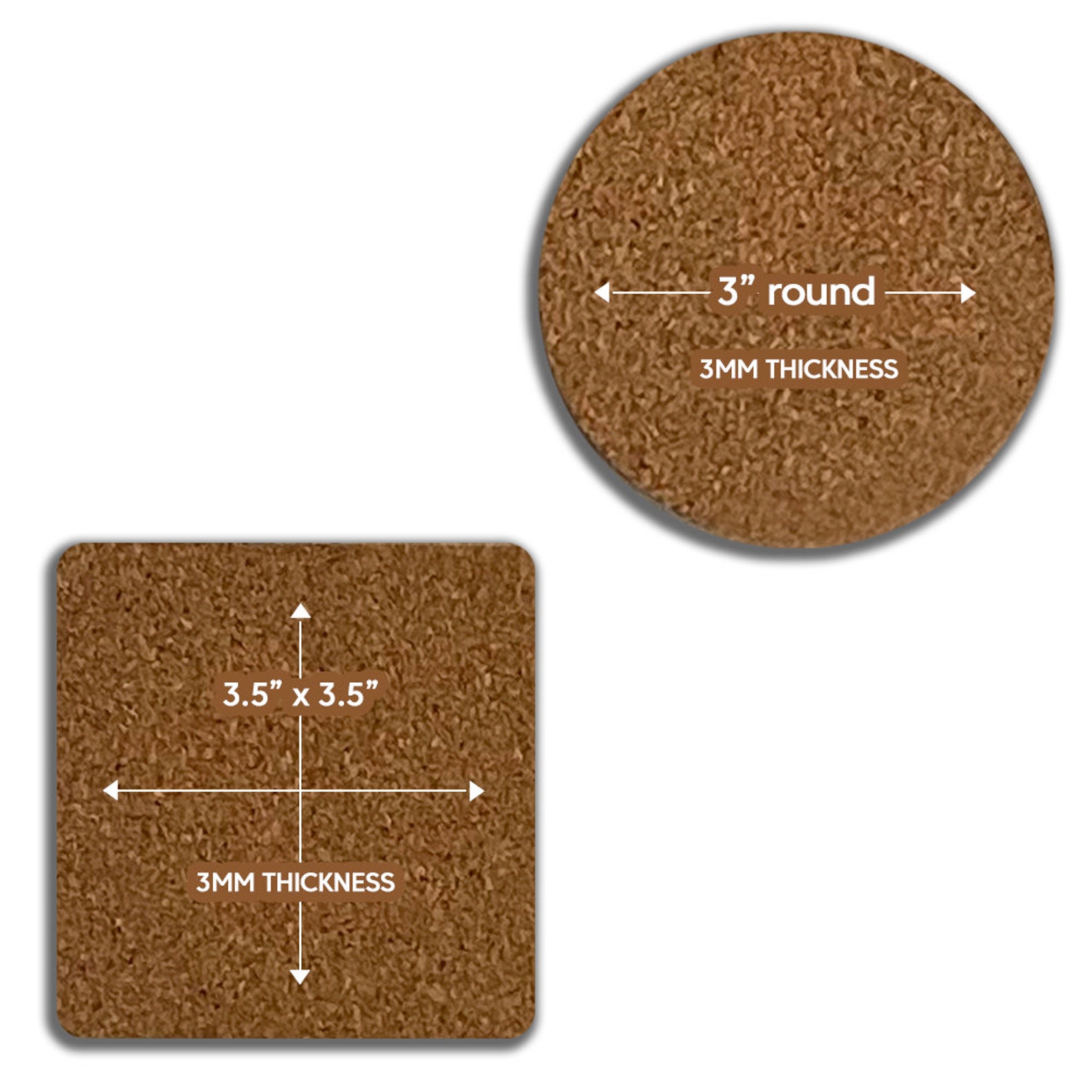Cork coaster pads with adhesive liner back. Square and Round Etsy