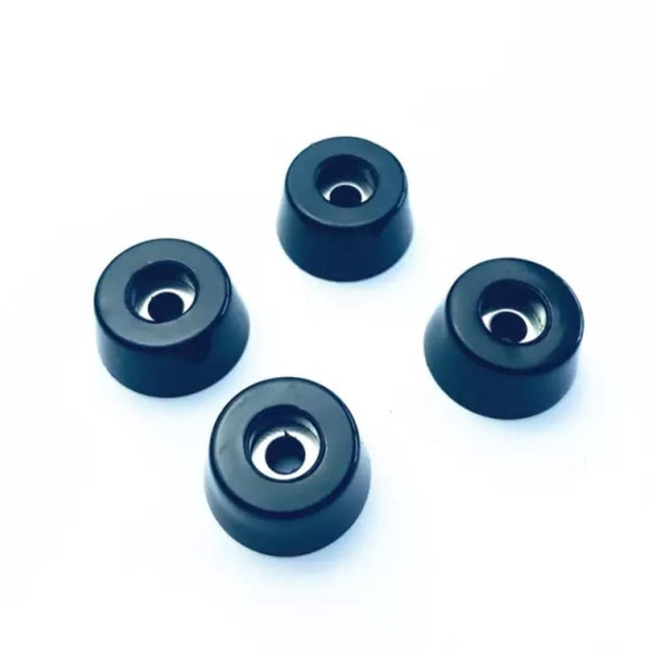 Small Rubber Feet For Cutting Board With Screws & Metal Insert. Rubber Bumper for Furniture, Amp, Speaker. Diameter 1/2" (12.75mm). (Black)