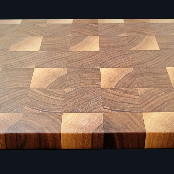 American Walnut End Grain Butcher Block. End Grain Walnut Cutting Board. Handmade Gift for Housewarming, Wedding, Thanksgiving, Christmas.