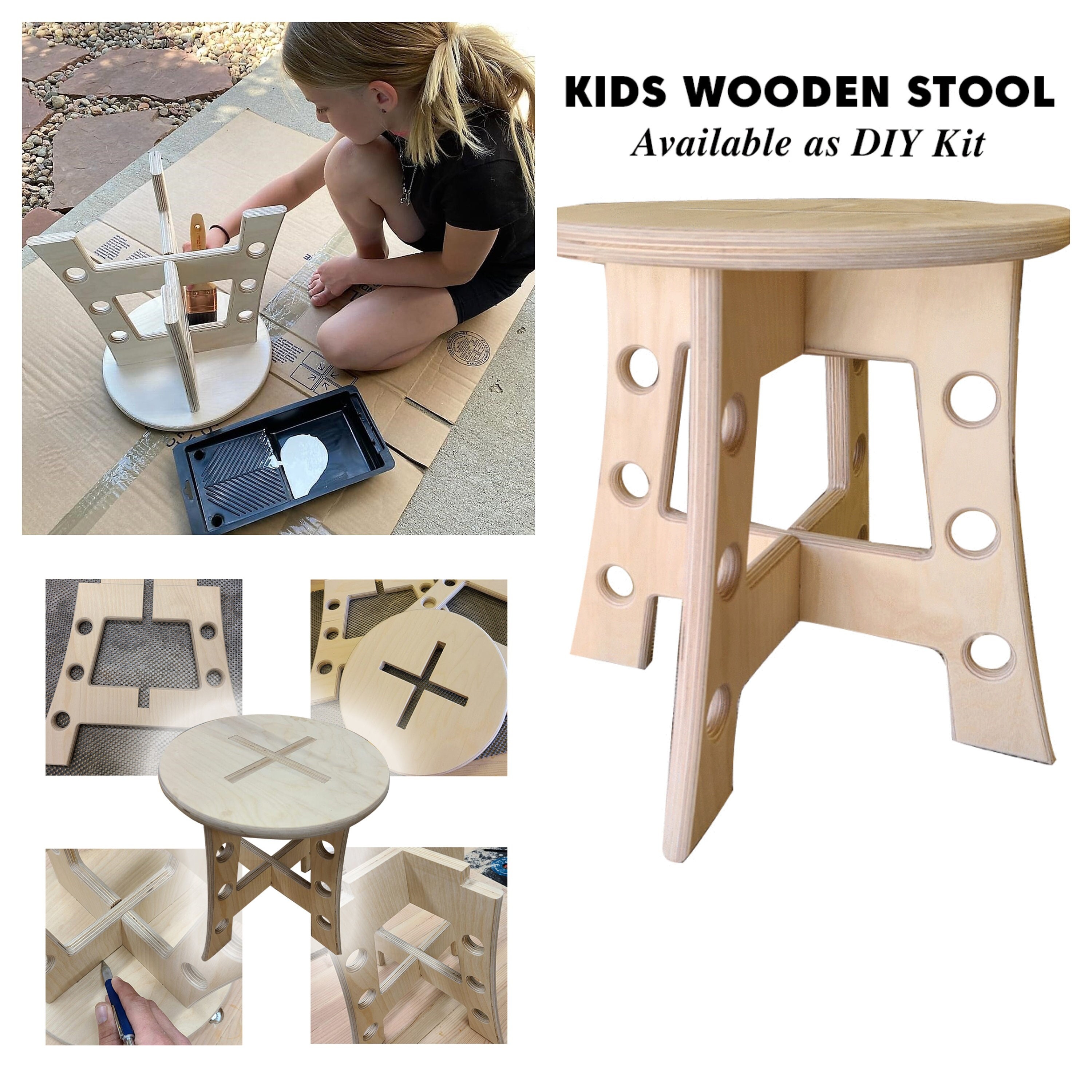 Kids DIY Woodworking Kit. 13 Wood Stool, Easy DIY Wood Craft Activity for  Children. Perfect Birthday Gift, Christmas Gift for Kids 