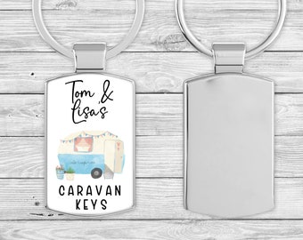 Caravan Keyring, Personalised Keyring, Metal Keyring,Custom Keyring, Metal Key Chain, Caravan Keys, Van Keys, Add Your Own Name, Gift Box