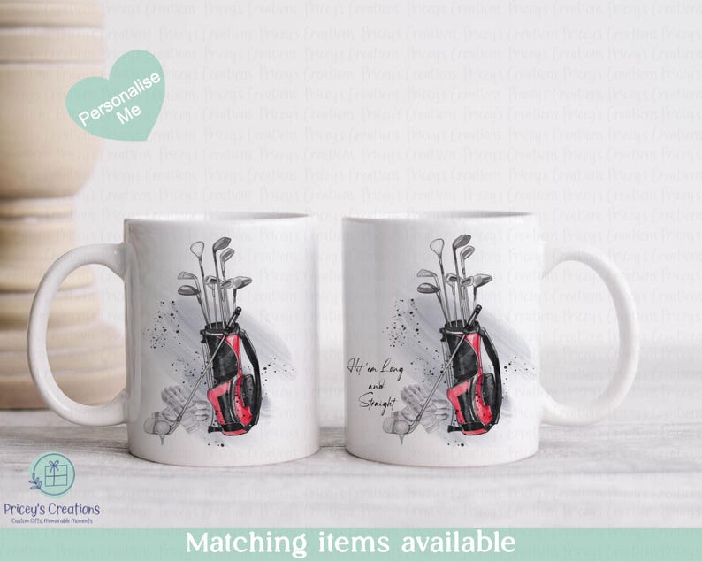 Personalised Golf Mug Custom Name Watercolour Golfer Gift Fathers Day Birthday Grandad Present image 3