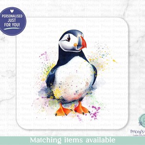 Personalised Puffin Mug, Country Kitchen Mug & Coaster Set, Ceramic Coffee Cup With Name image 3