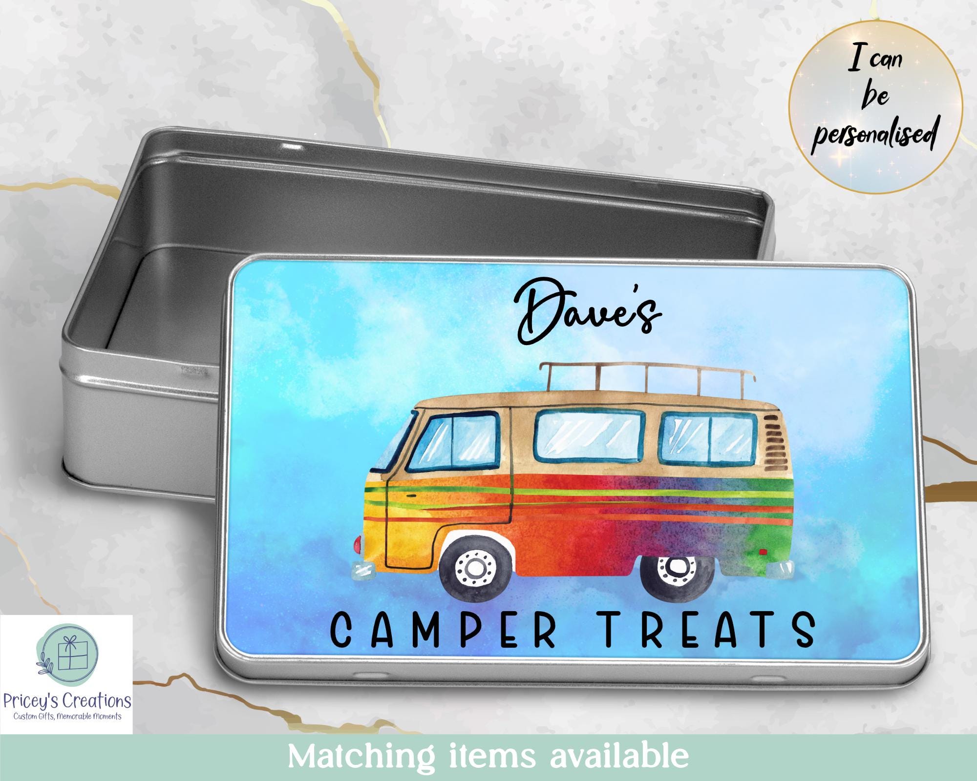 Personalised Camper Tin, Treat Sweet Tin, Gift for Campervan Owner