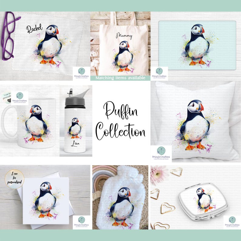 Personalised Puffin Mug, Country Kitchen Mug & Coaster Set, Ceramic Coffee Cup With Name image 6